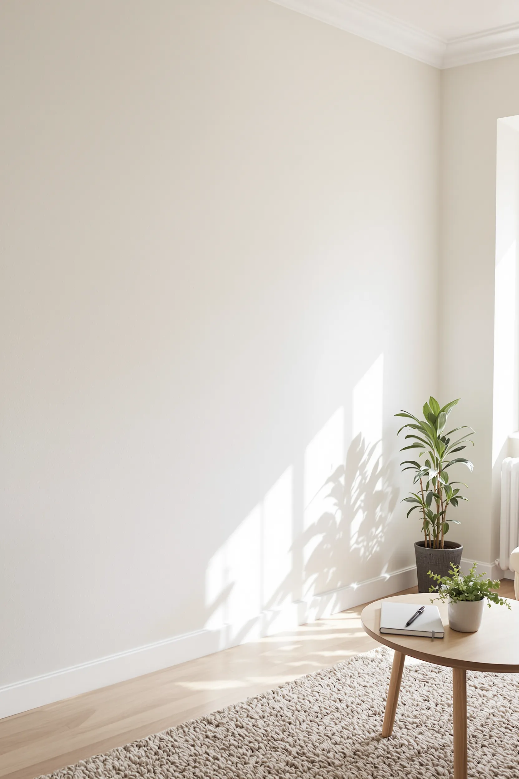 A bare living room wall, ready for transformation