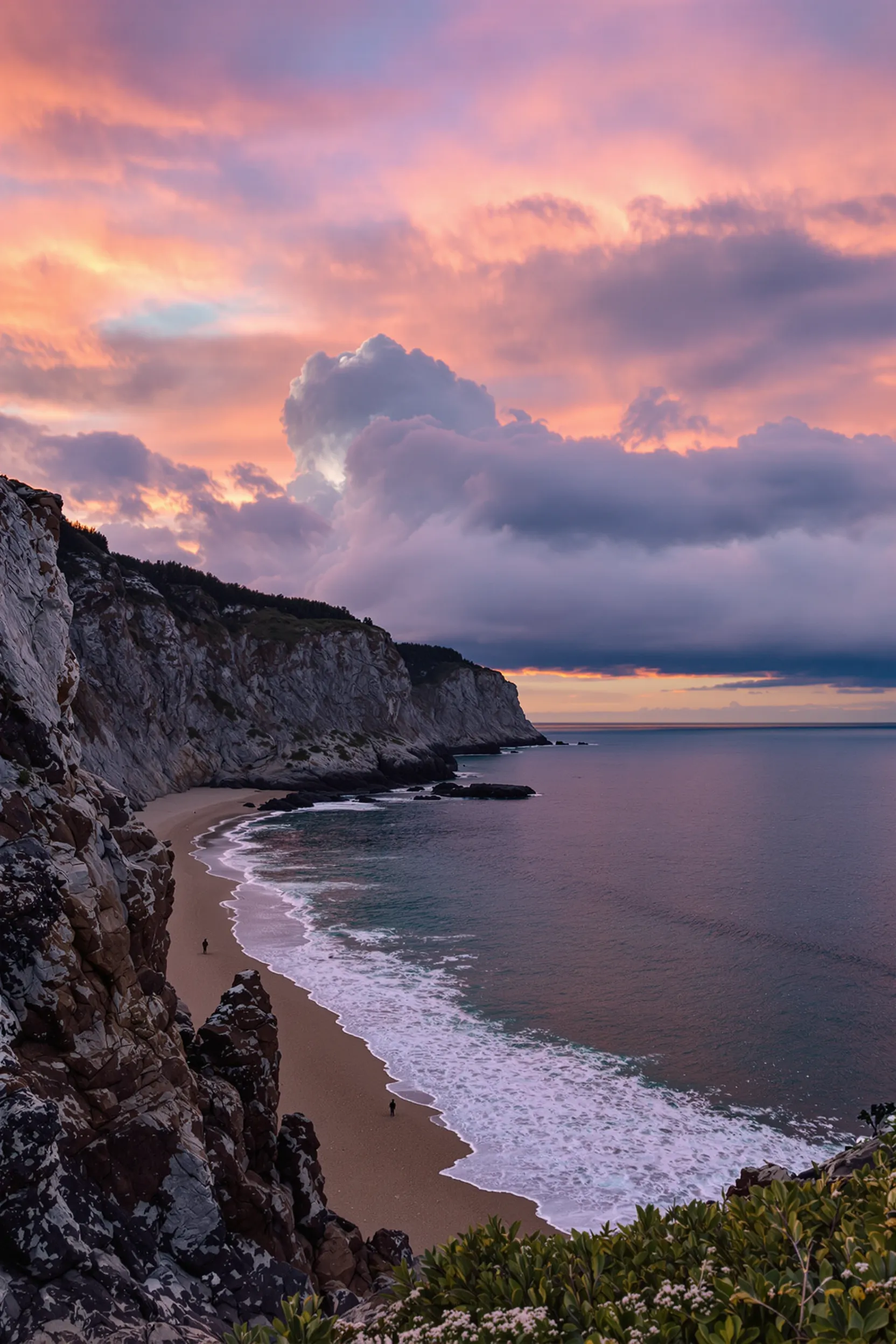 picture of a lone coastline with the sunset in Cape Breton Island