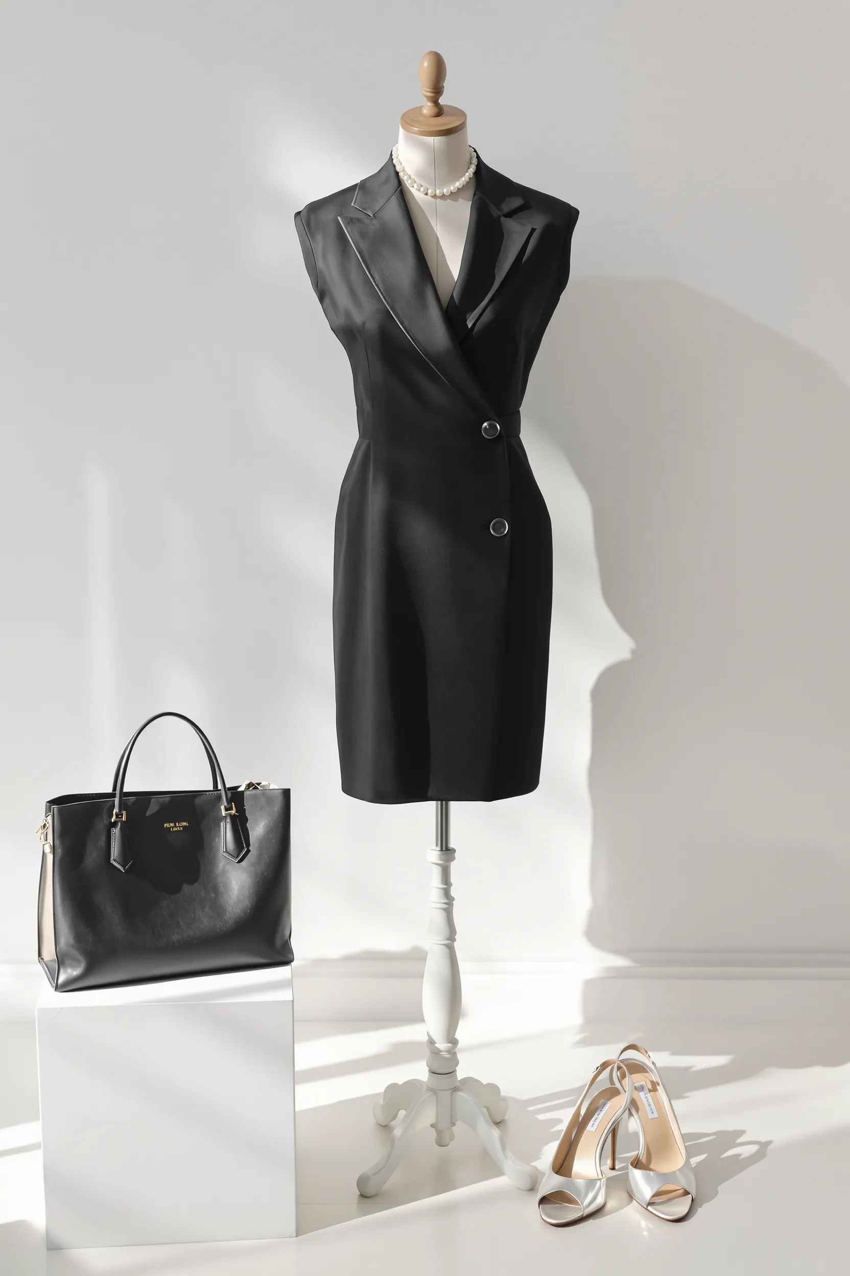 A classic little black dress styled with elegant accessories for both day and night looks